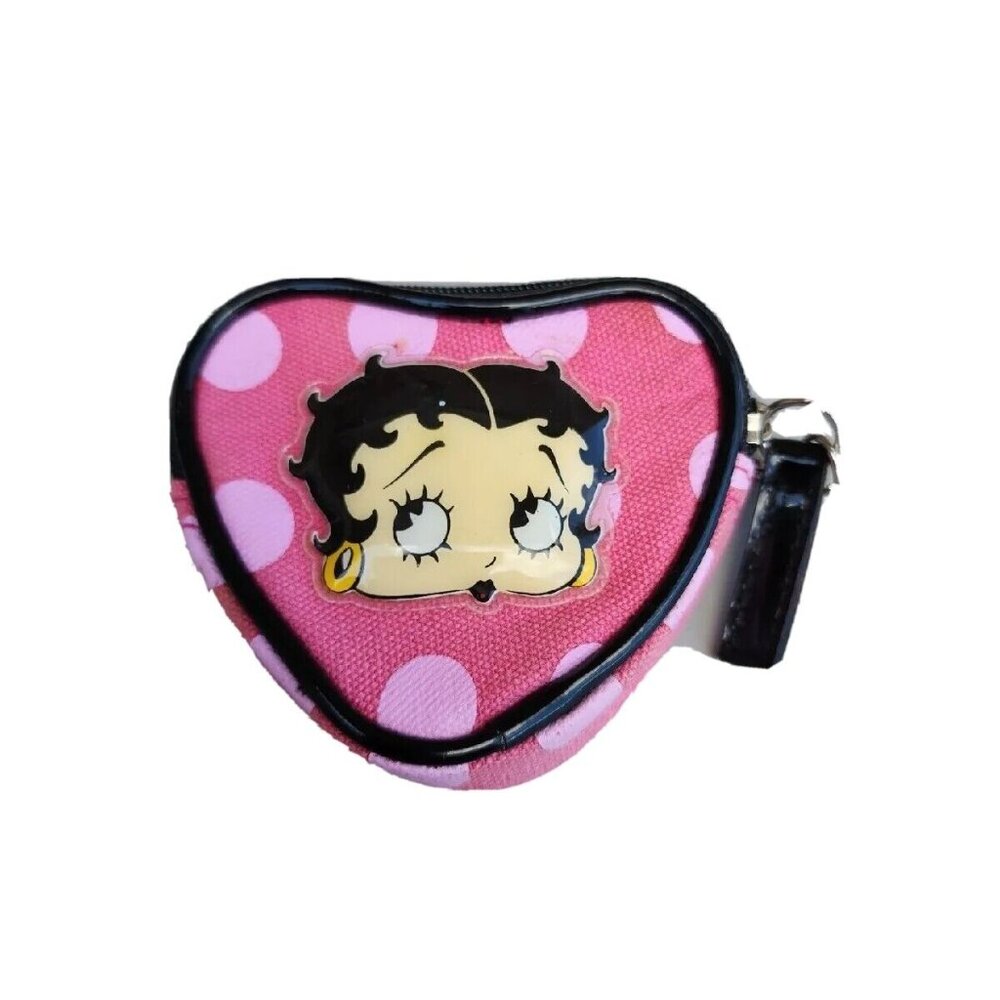 Betty Boop Charm Pink Polka Dot Heart Coin bag Keychain Pendant